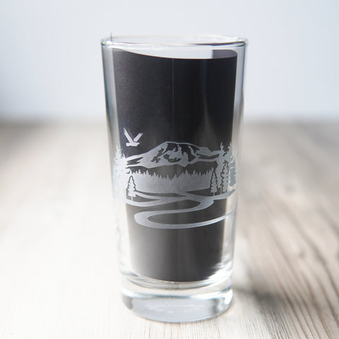 Mountain Highball Glass - PNW etched cocktail barware