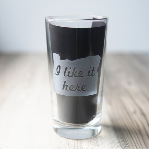 Oregon State Highball Glass - "I like it Here" etched cocktail barware