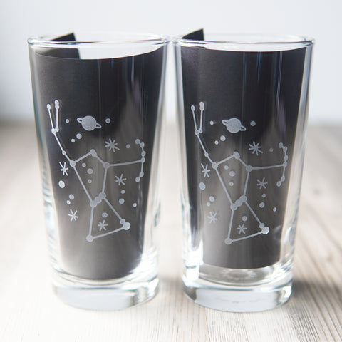 Orion Highball Glass - constellation etched cocktail barware