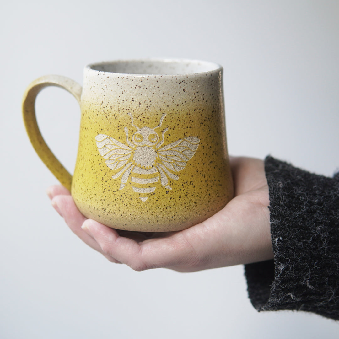 Bee Mug - Lemon Yellow Introvert Collection Handmade Pottery