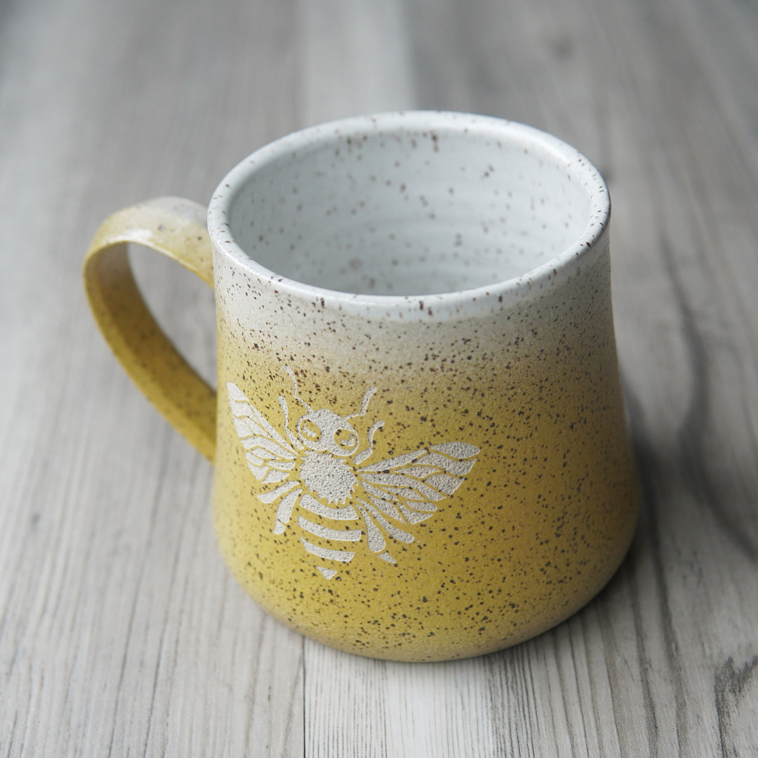 Bee Mug - Lemon Yellow Introvert Collection Handmade Pottery