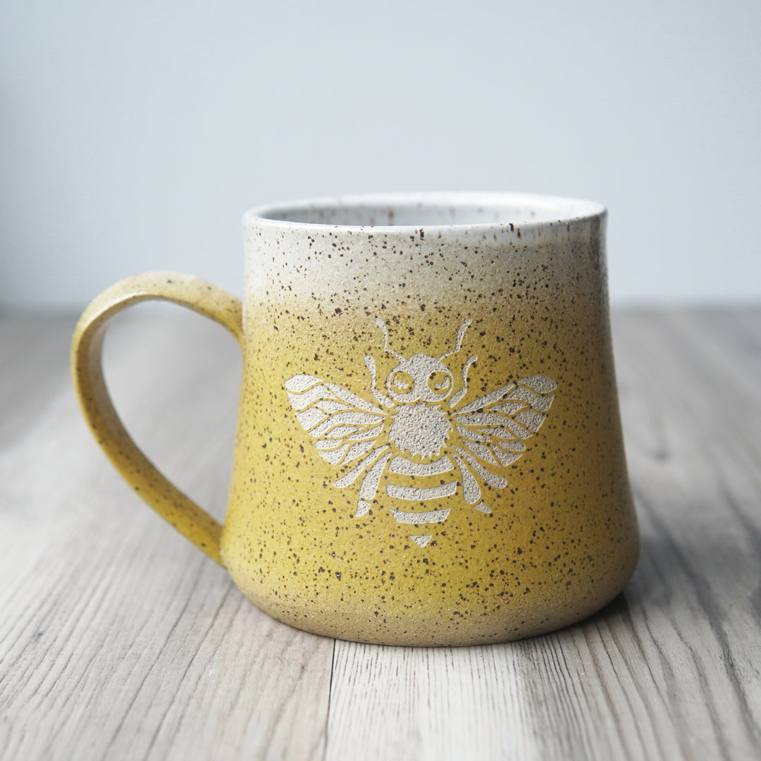 Bee Mug - Lemon Yellow Introvert Collection Handmade Pottery