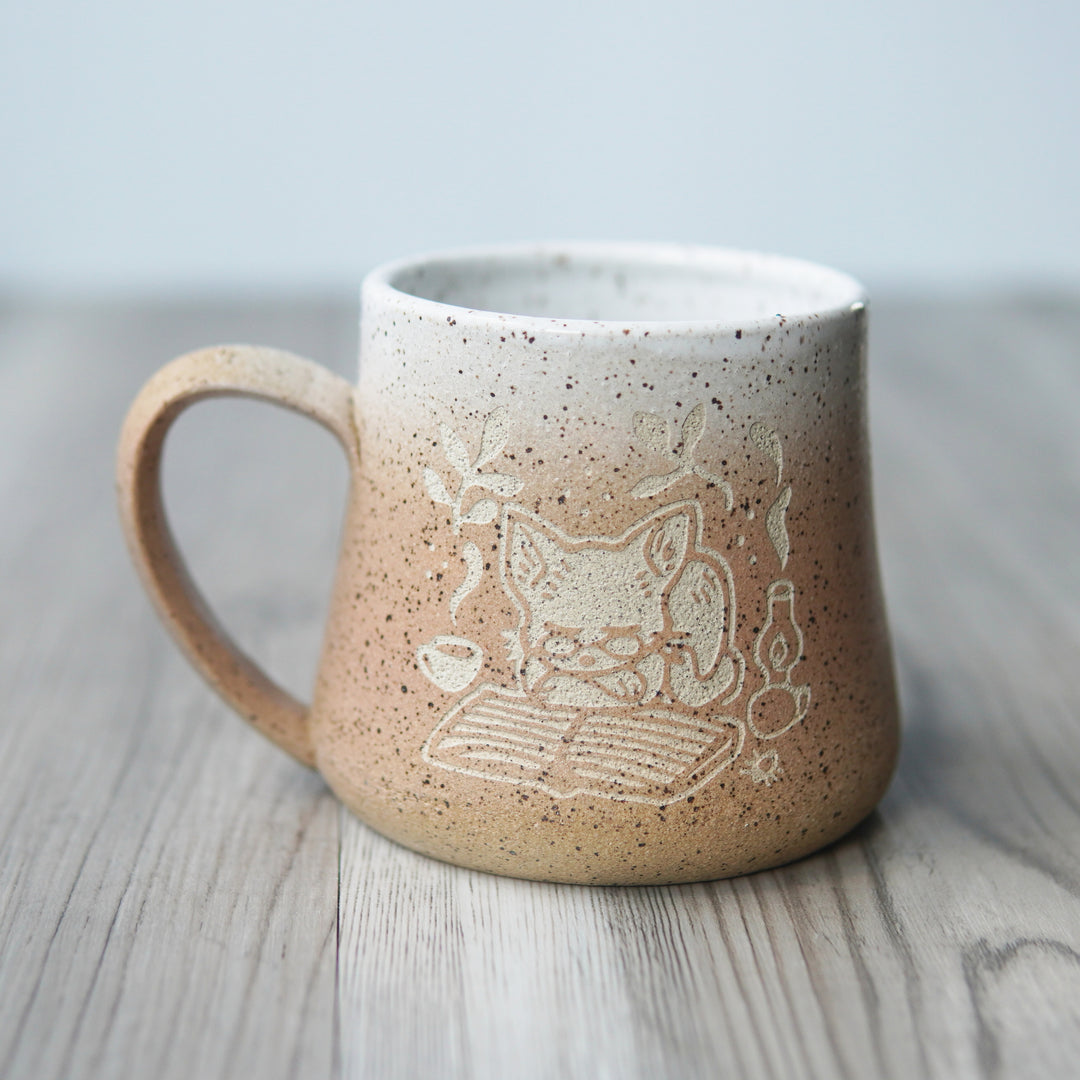 Book Cat Mug - Introvert Collection Handmade Pottery