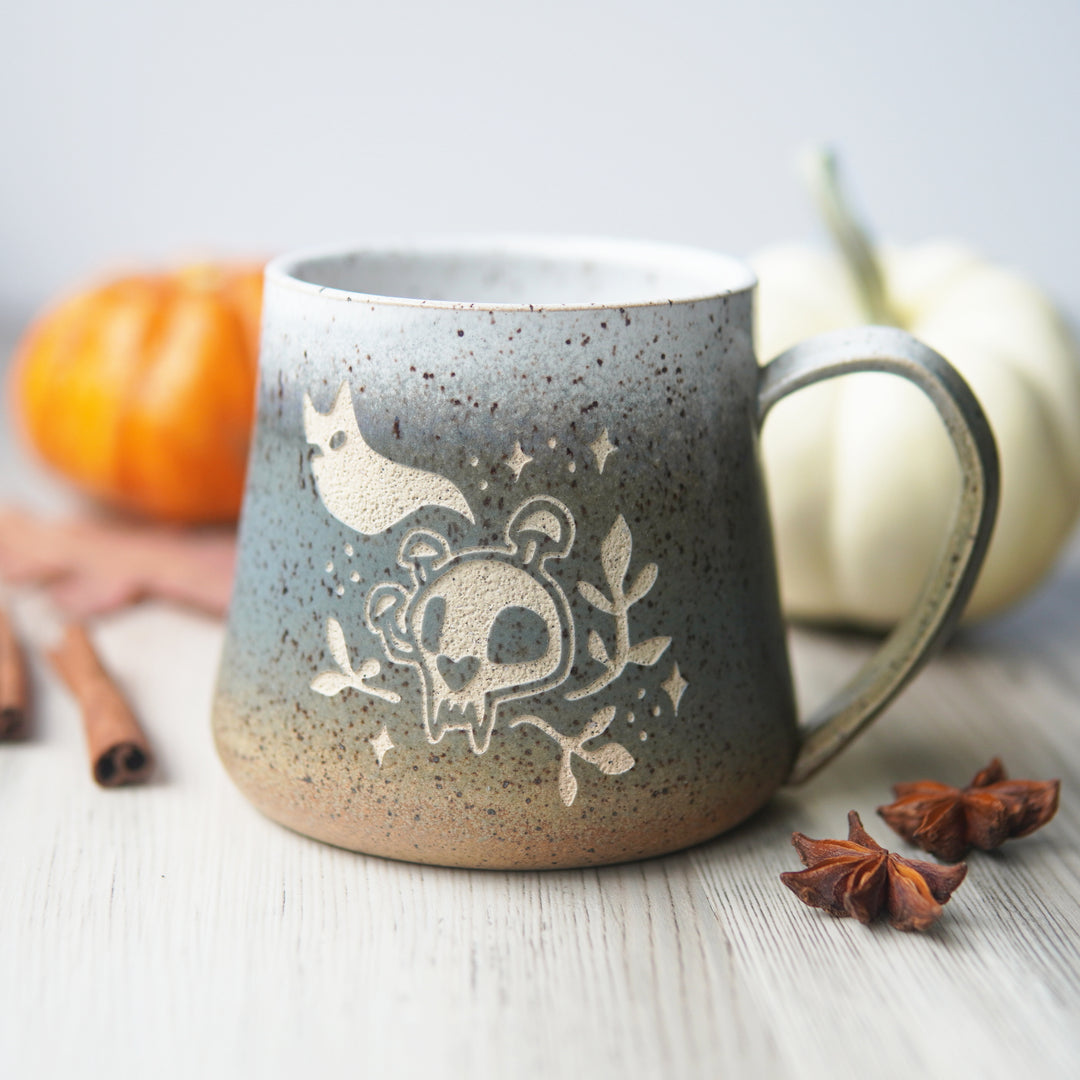 Haunted Skull Mug - Introvert Collection Handmade Pottery