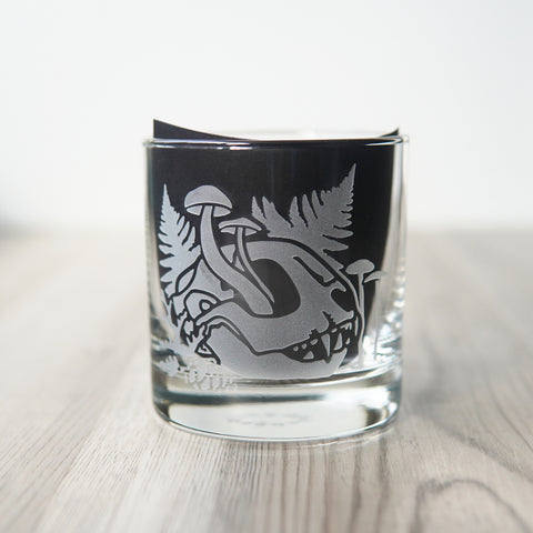 Decay Skull Lowball Glass - etched barware