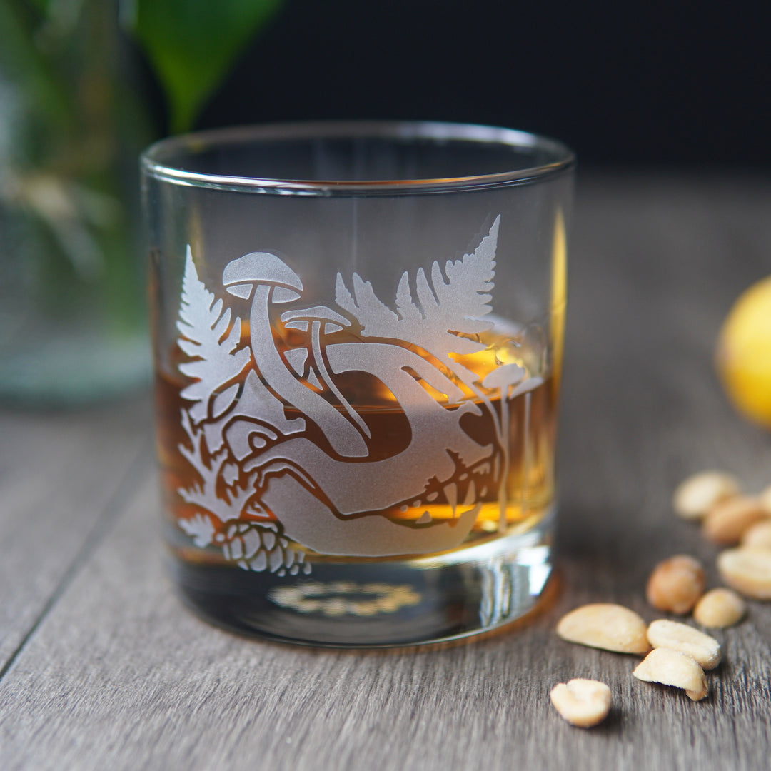 Decay Skull Lowball Glass - etched barware