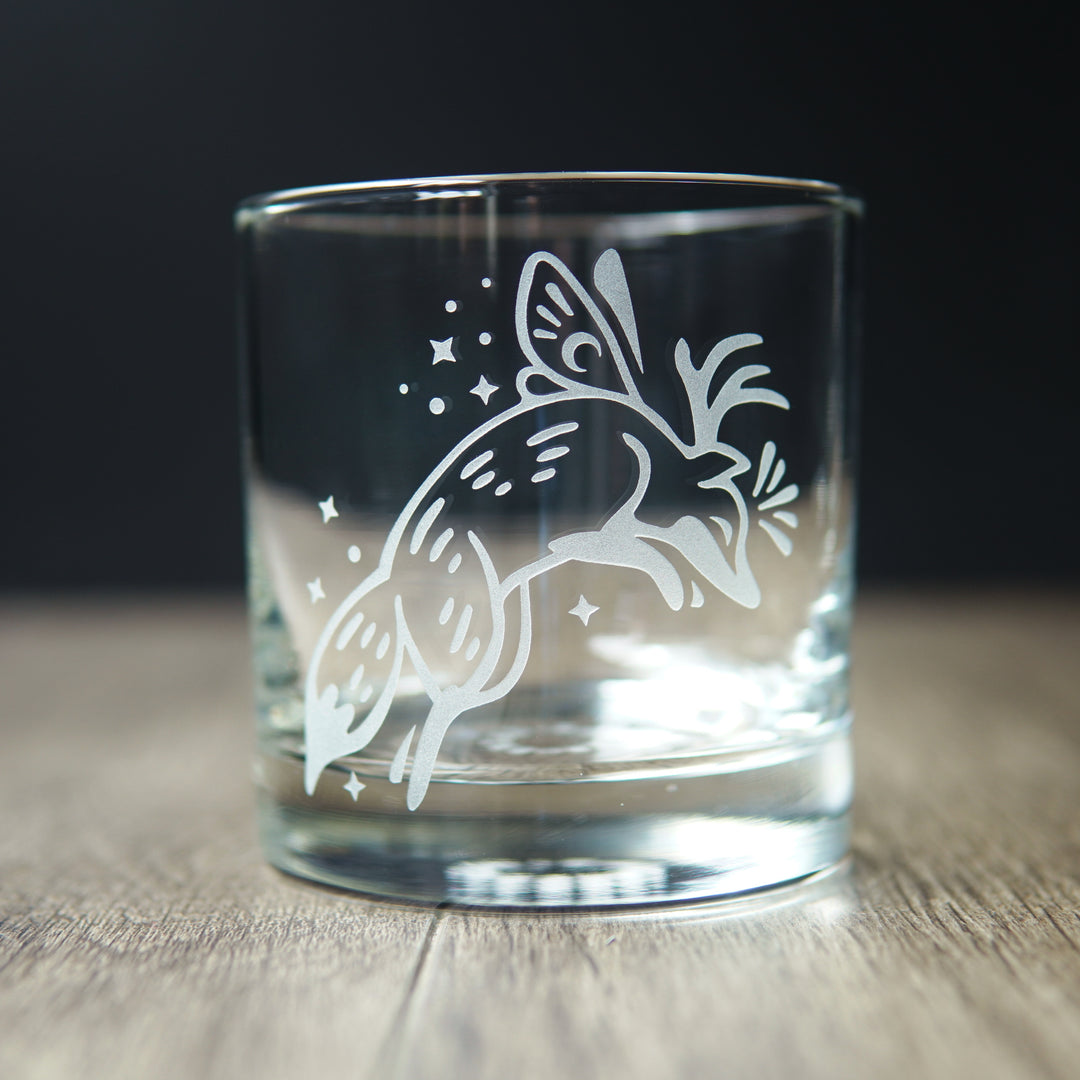 Fox Faerie Lowball Glass - etched cocktail barware