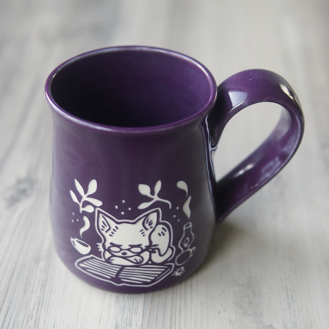 Book Cat Mug - Hearth Collection Handmade Pottery