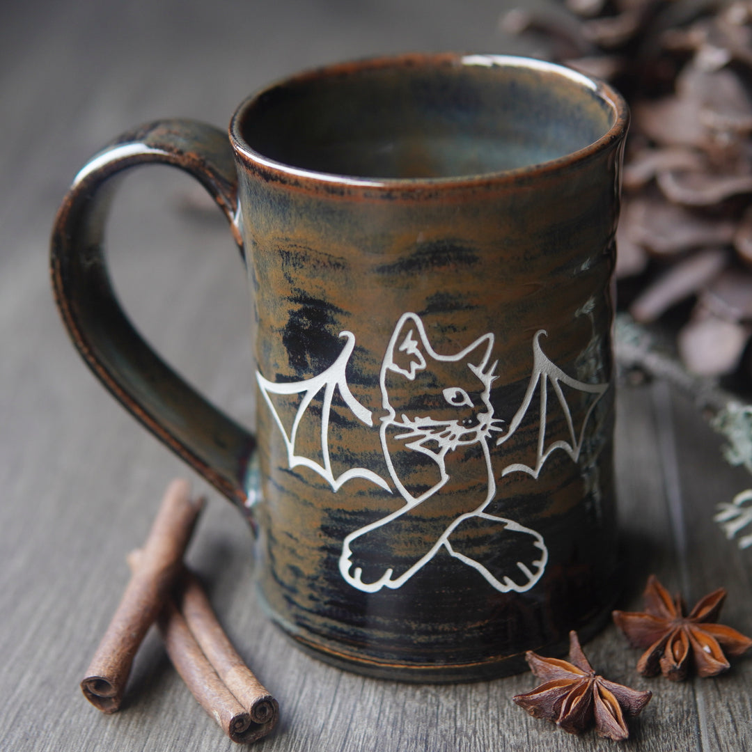 Cat Bat Mug - Hearth Collection Handmade Pottery