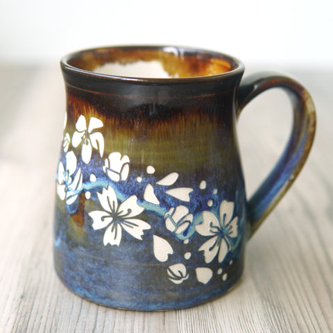 Flower Mug - Cherry Blossoms - Hearth Collection Handmade Pottery