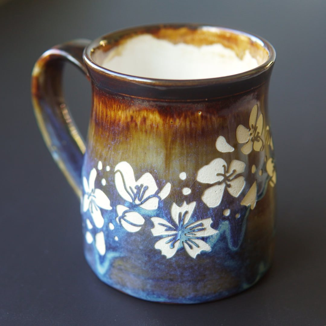 Flower Mug - Cherry Blossoms - Hearth Collection Handmade Pottery