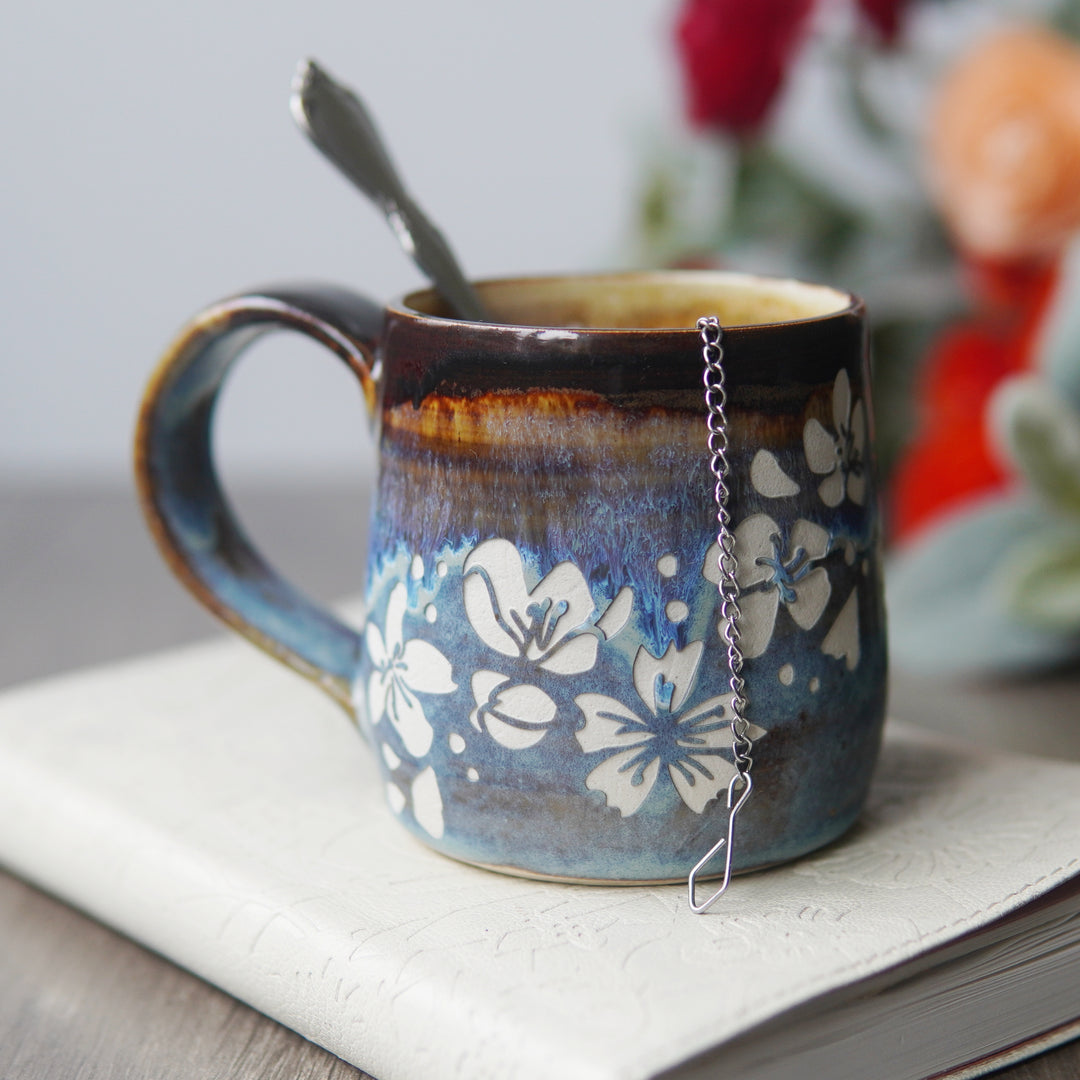 Flower Mug - Cherry Blossoms - Hearth Collection Handmade Pottery