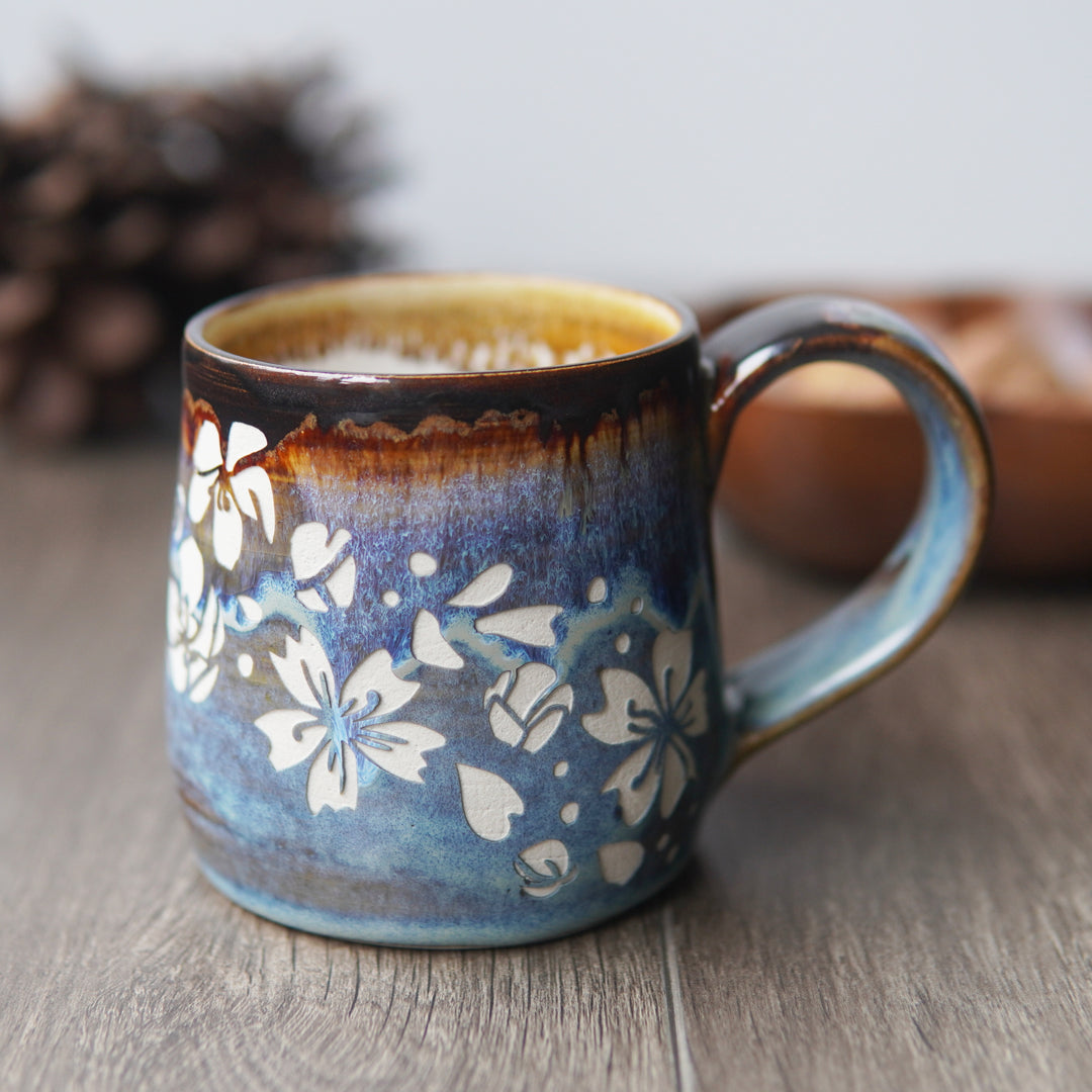 Flower Mug - Cherry Blossoms - Hearth Collection Handmade Pottery