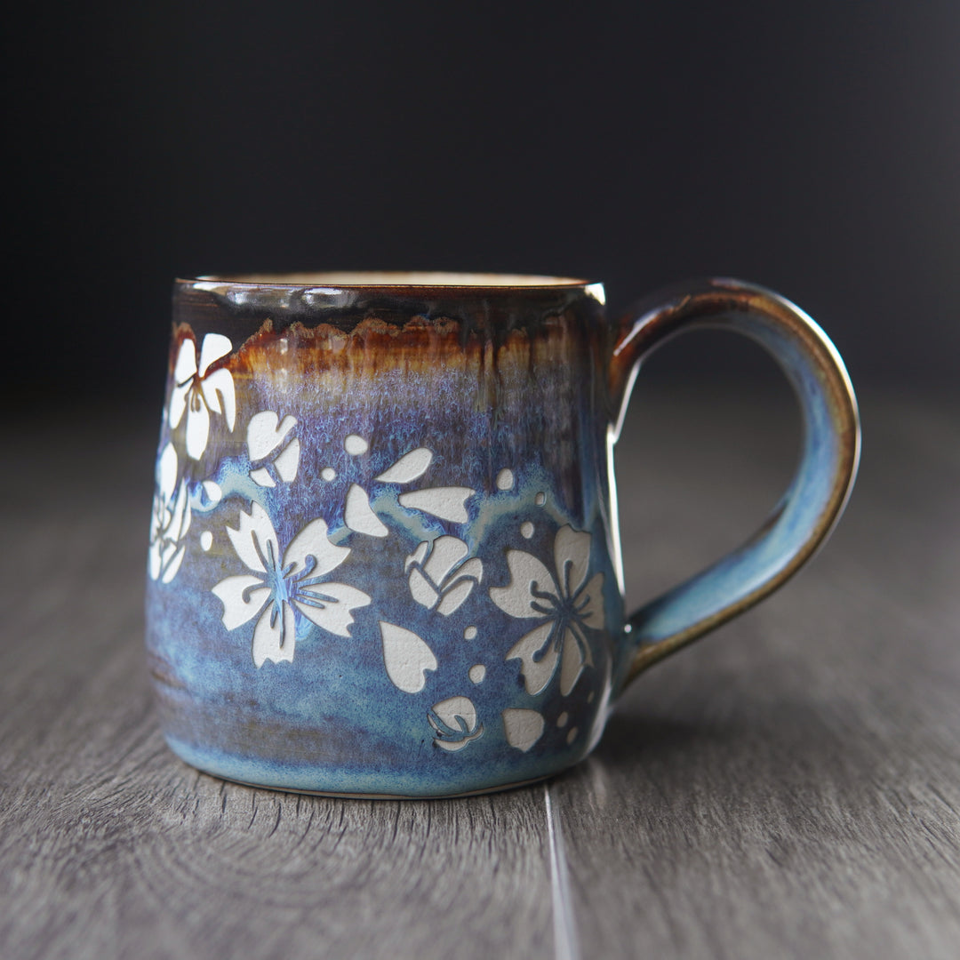 Flower Mug - Cherry Blossoms - Hearth Collection Handmade Pottery