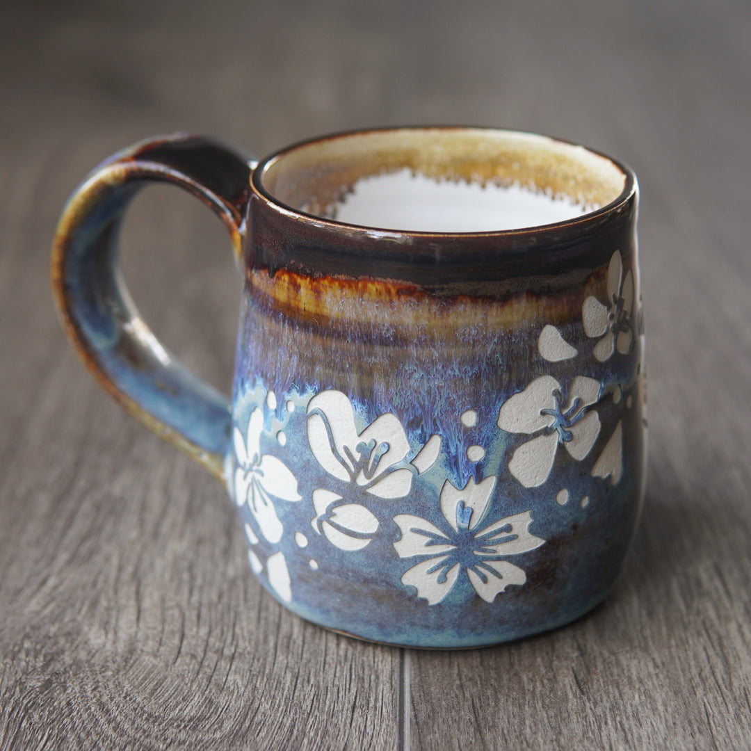 Flower Mug - Cherry Blossoms - Hearth Collection Handmade Pottery