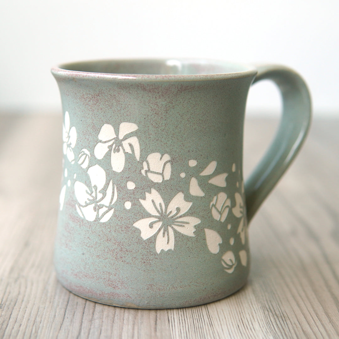 Flower Mug - Cherry Blossoms - Hearth Collection Handmade Pottery