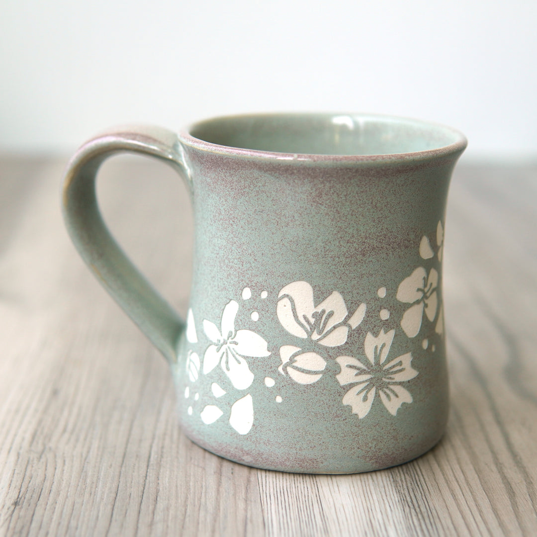 Flower Mug - Cherry Blossoms - Hearth Collection Handmade Pottery