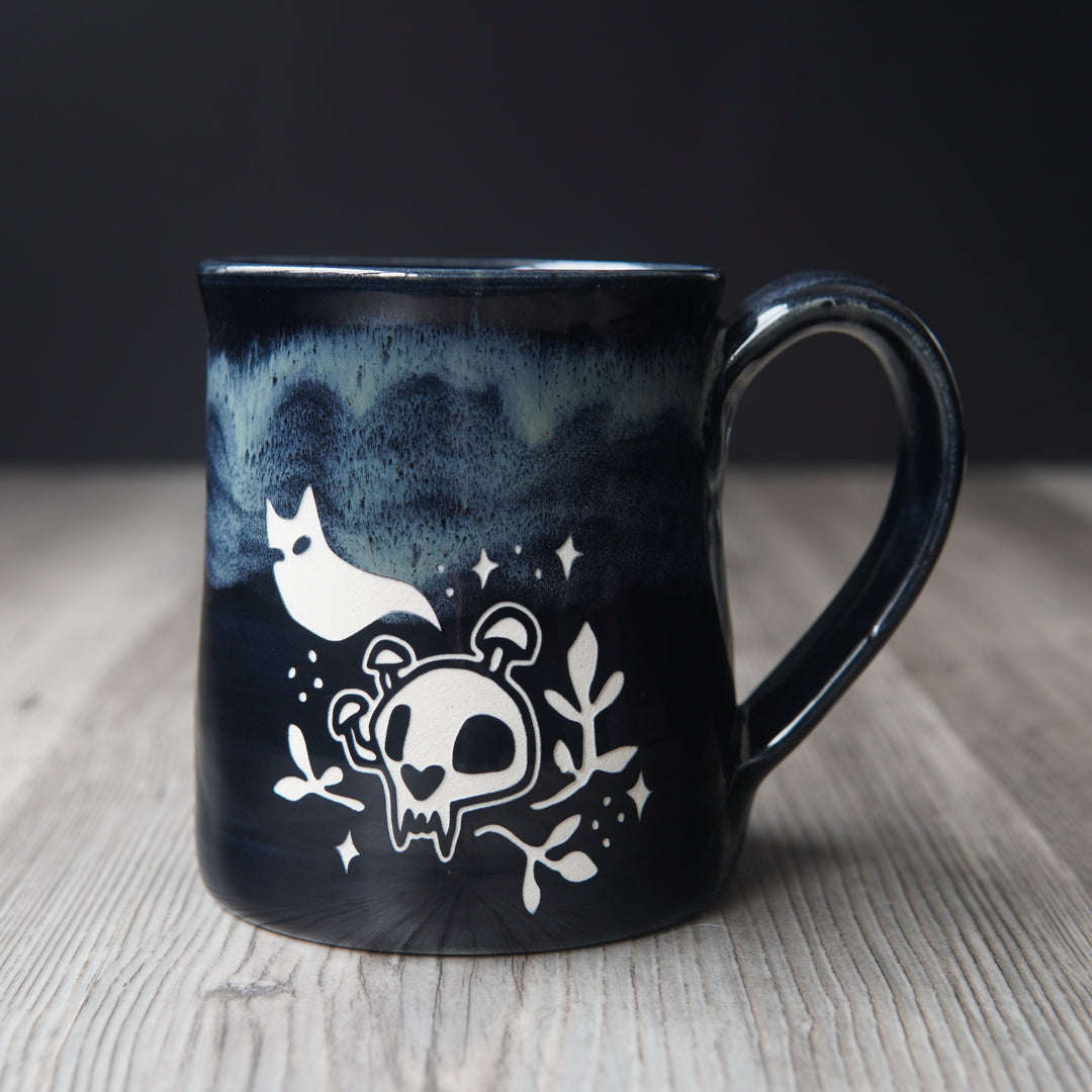 Haunted Cat Skull Mug - Hearth Collection Handmade Pottery