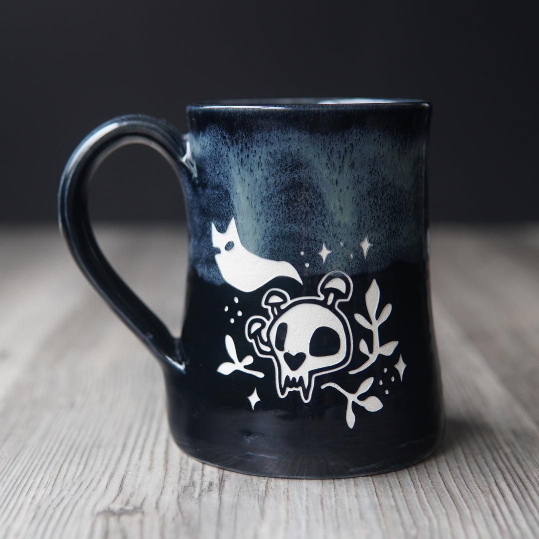 Haunted Cat Skull Mug - Hearth Collection Handmade Pottery