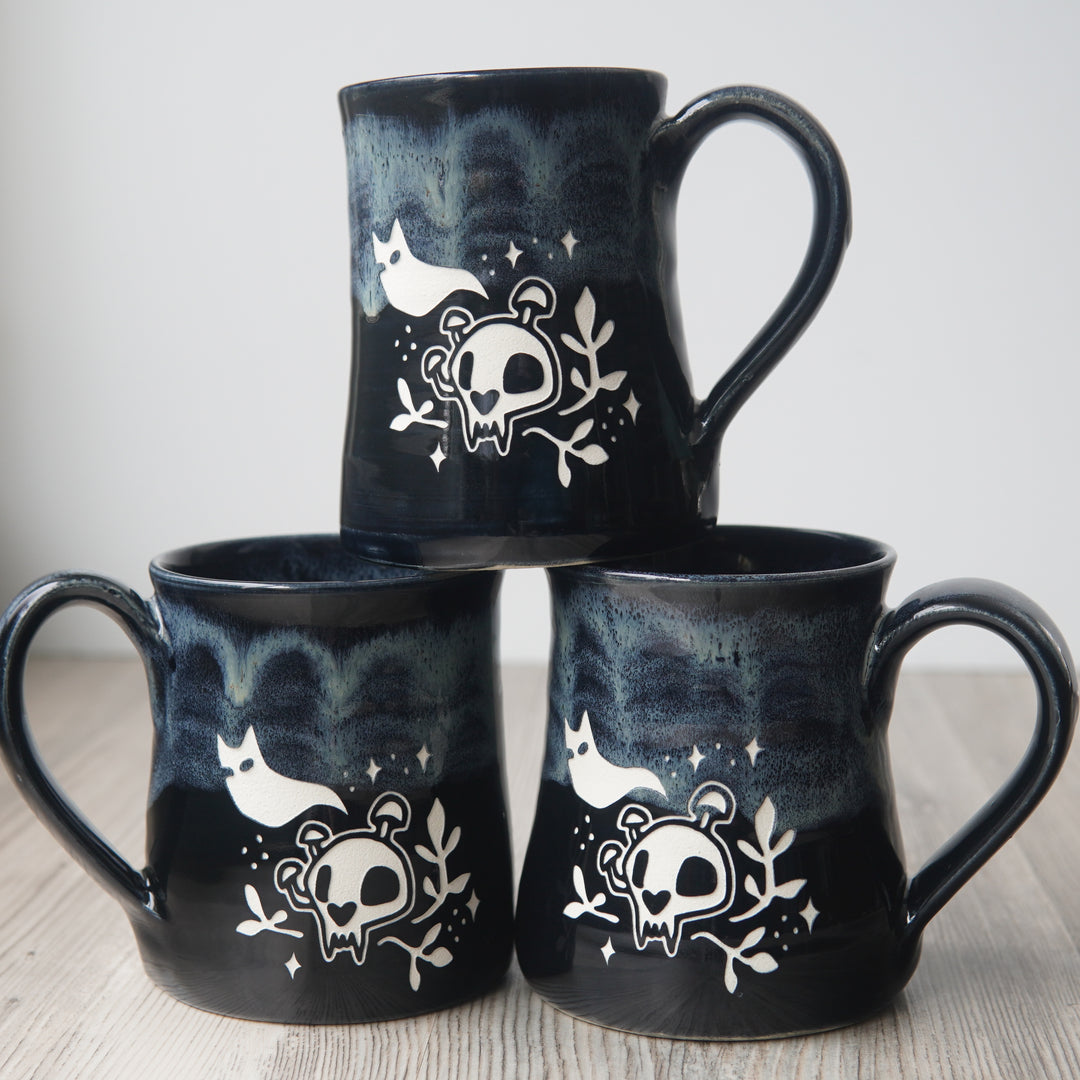 Haunted Cat Skull Mug - Hearth Collection Handmade Pottery