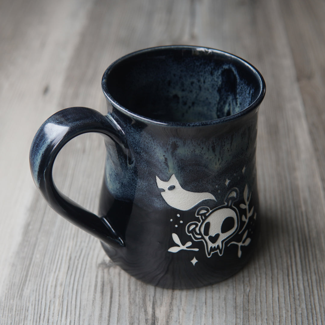 Haunted Cat Skull Mug - Hearth Collection Handmade Pottery