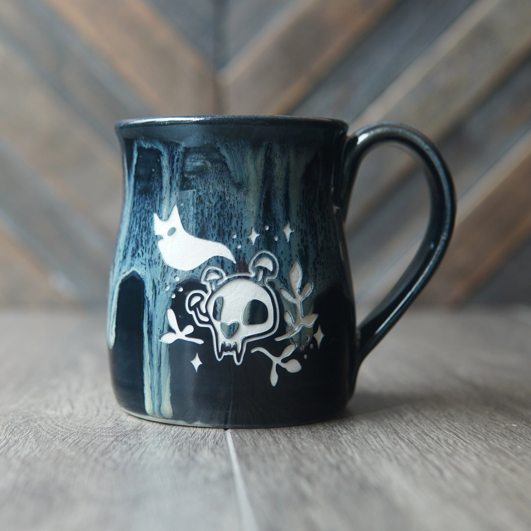 Haunted Cat Skull Mug - Hearth Collection Handmade Pottery