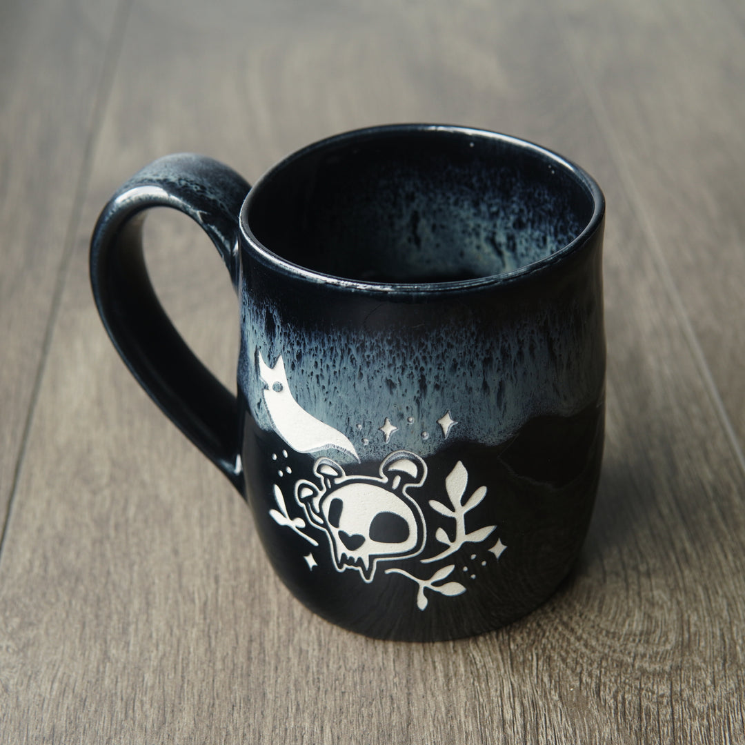 Haunted Cat Skull Mug - Hearth Collection Handmade Pottery