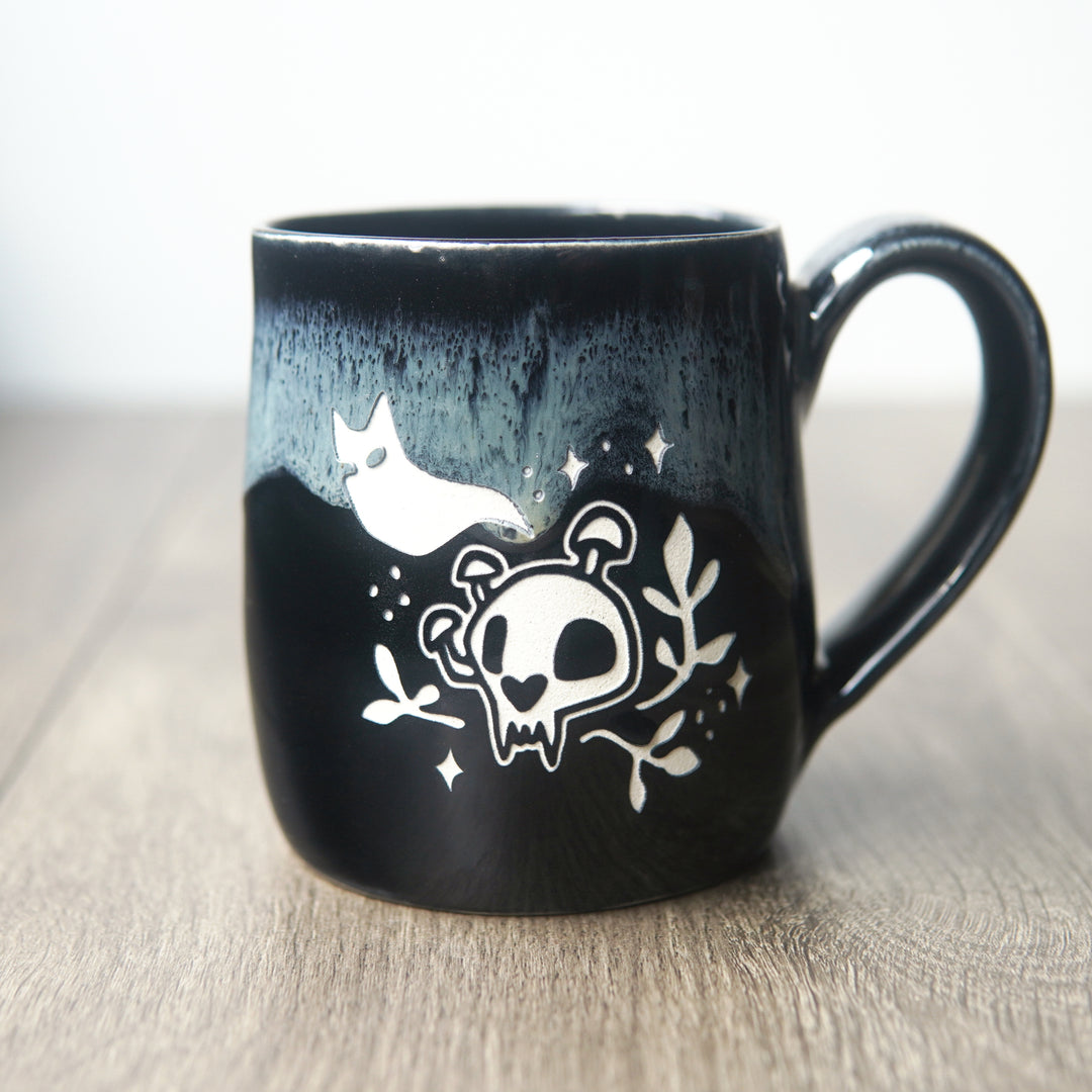 Haunted Cat Skull Mug - Hearth Collection Handmade Pottery