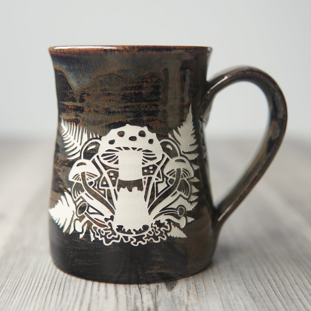 Mushroom + Ferns Mug - Hearth Collection Handmade Pottery