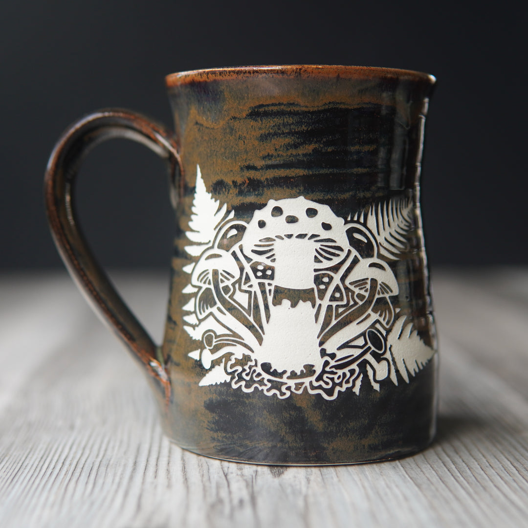 Mushroom + Ferns Mug - Hearth Collection Handmade Pottery