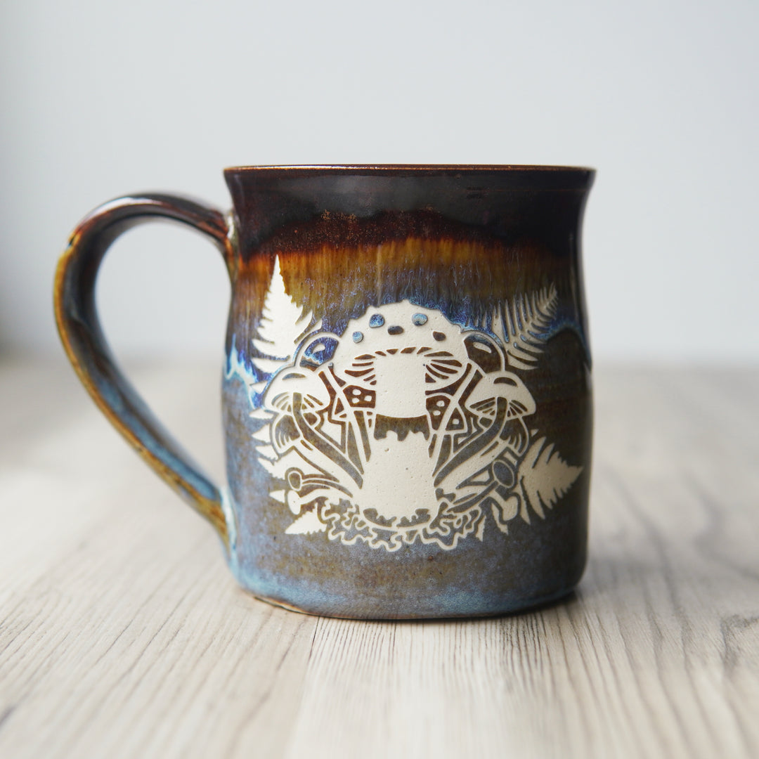 Mushroom + Ferns Mug - Hearth Collection Handmade Pottery