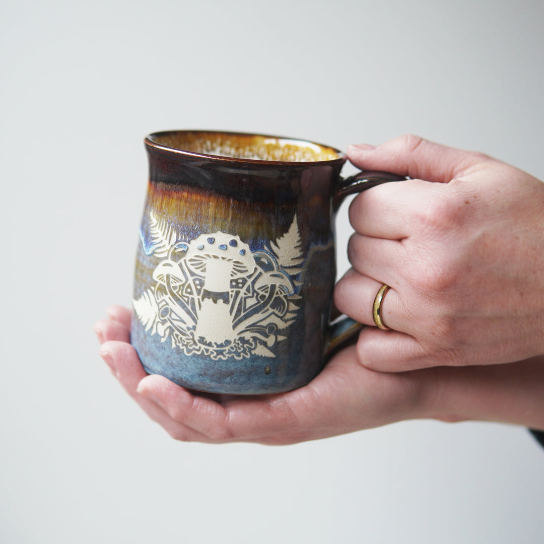 Mushroom + Ferns Mug - Hearth Collection Handmade Pottery