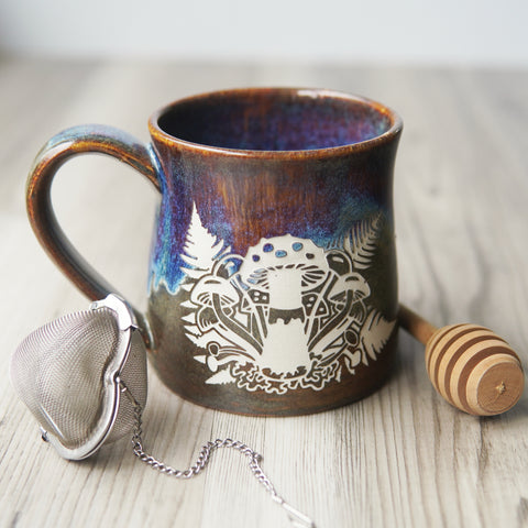 Mushroom + Ferns Mug - Hearth Collection Handmade Pottery