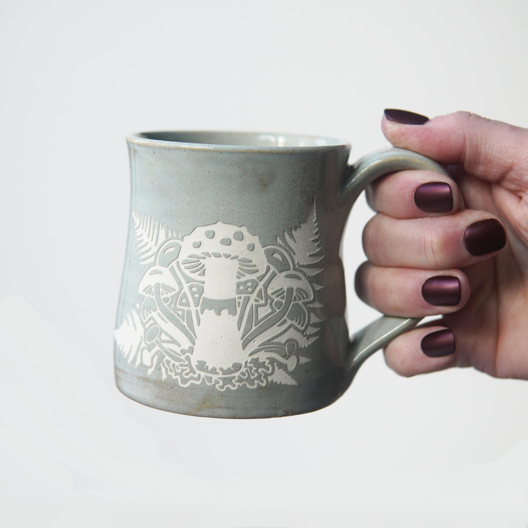 Mushroom + Ferns Mug - Hearth Collection Handmade Pottery