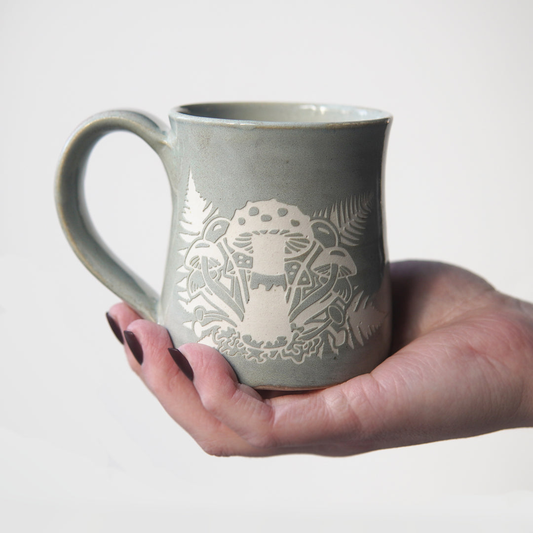 Mushroom + Ferns Mug - Hearth Collection Handmade Pottery