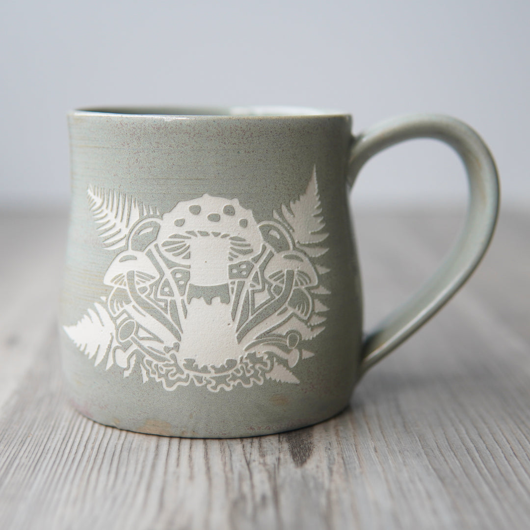 Mushroom + Ferns Mug - Hearth Collection Handmade Pottery