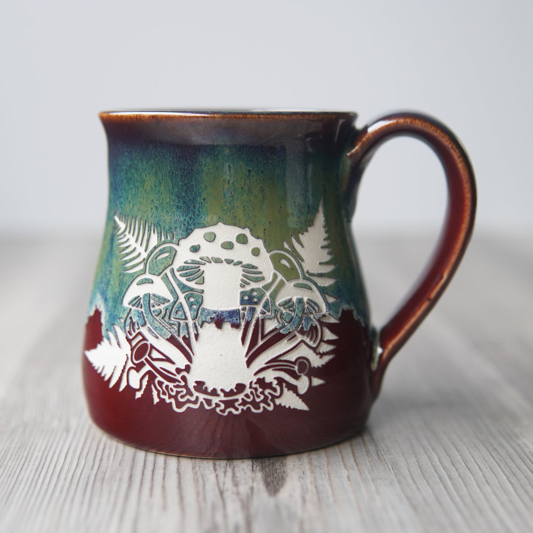 Mushroom + Ferns Mug - Hearth Collection Handmade Pottery