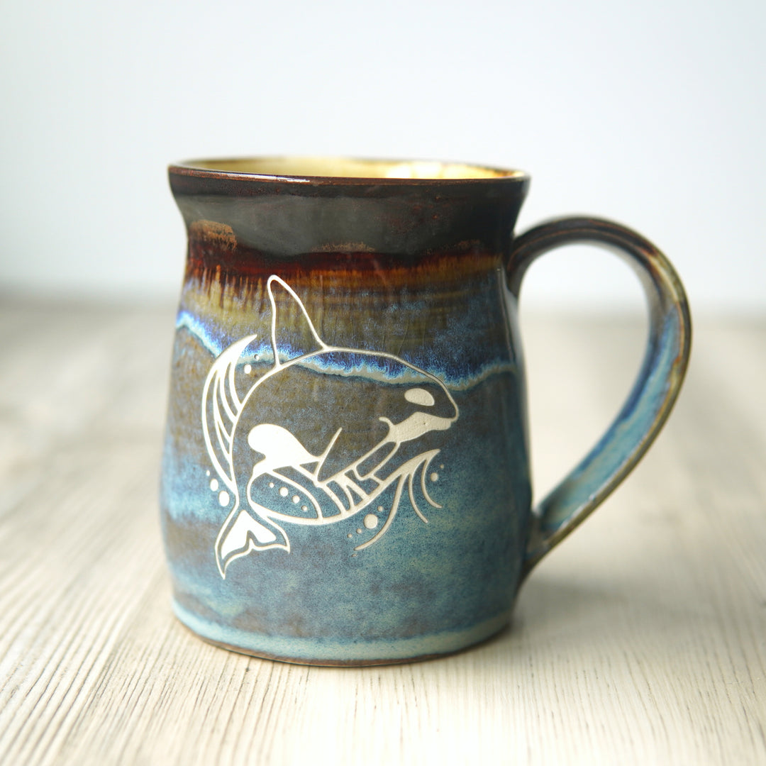 Whale Mug - Orca Hearth Collection Handmade Pottery