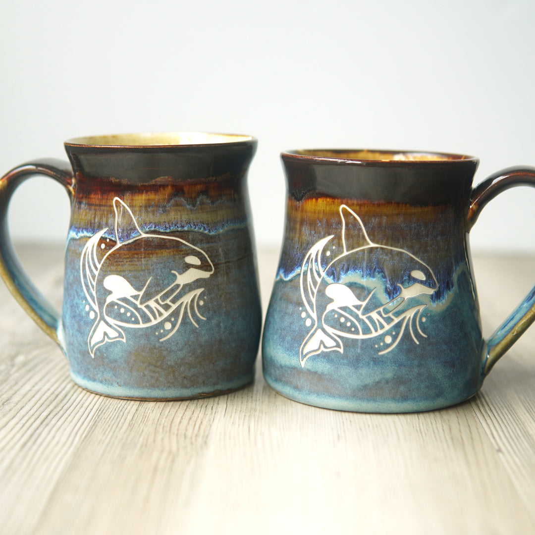 Whale Mug - Orca Hearth Collection Handmade Pottery