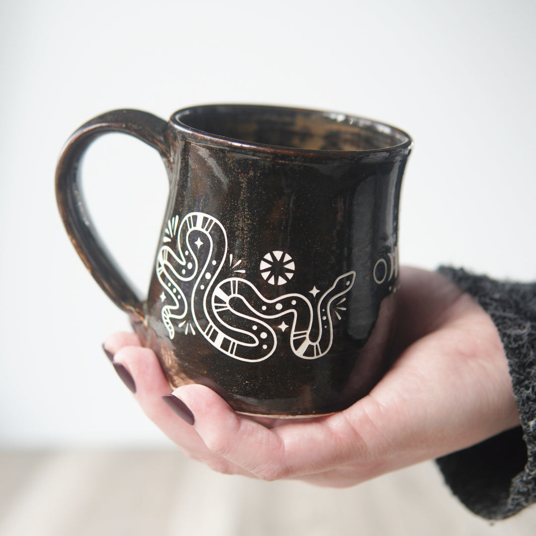 Snake + Moon Mug - Hearth Collection Handmade Pottery