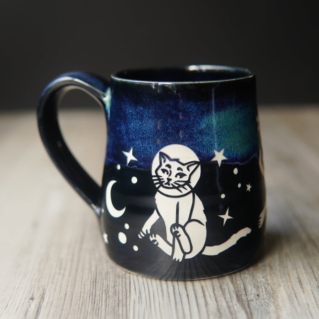 Space Cats Mug - Hearth Collection Handmade Pottery