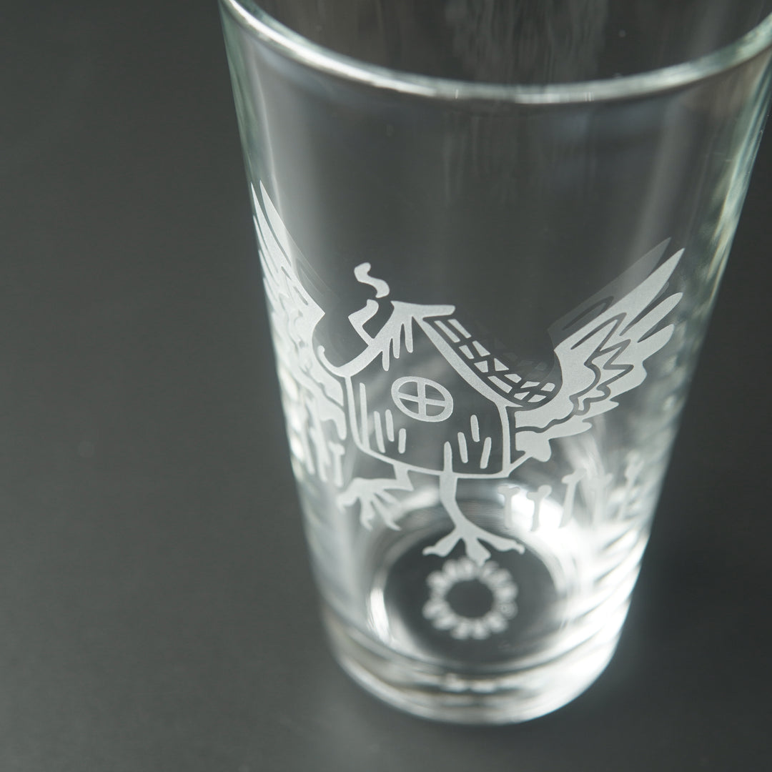 Baba Yaga's Hut Pint Glass - etched glassware