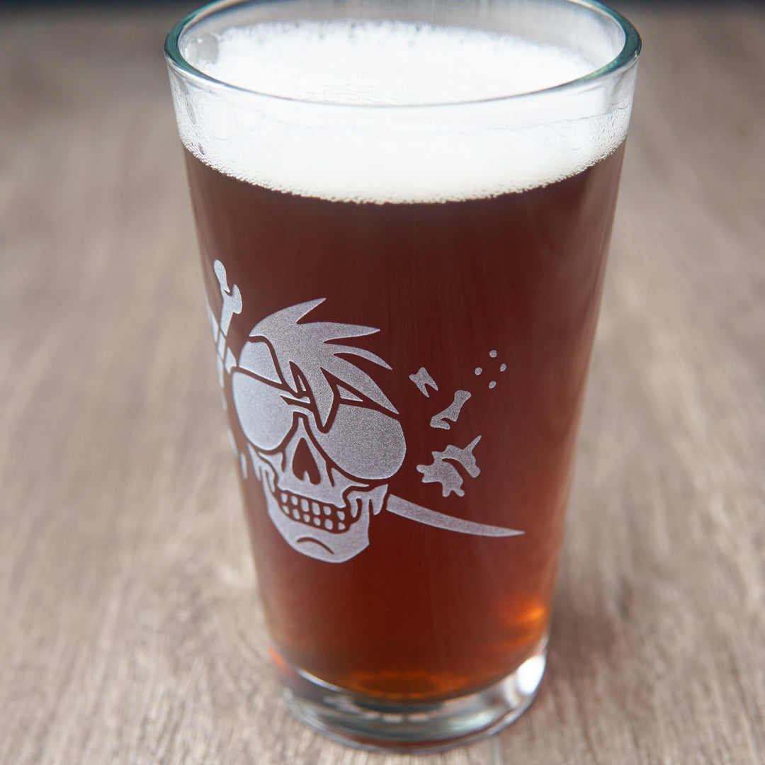 Necromancer Pint Glass - Bone Witch + Knight - etched glassware