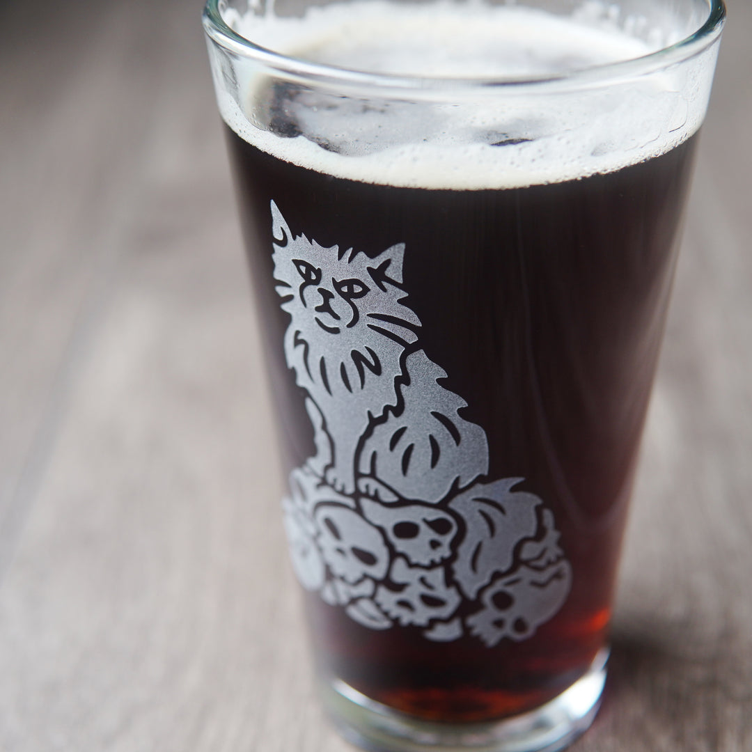 Dungeon Cat Pint Glass - etched glassware