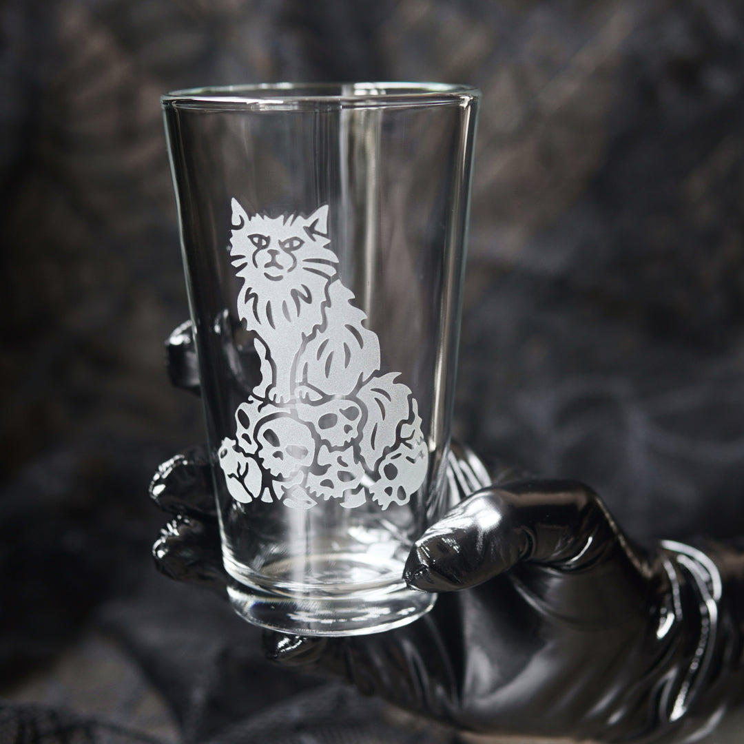 Dungeon Cat Pint Glass - etched glassware