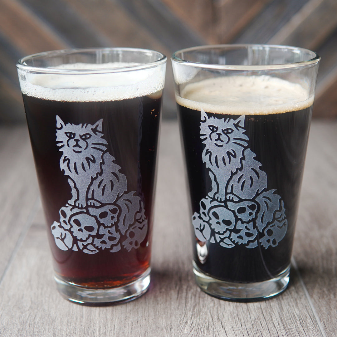 Dungeon Cat Pint Glass - etched glassware