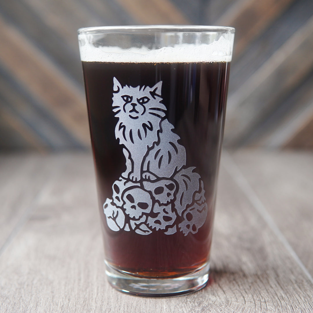 Dungeon Cat Pint Glass - etched glassware