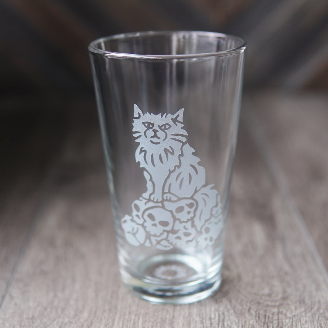 Dungeon Cat Pint Glass - etched glassware