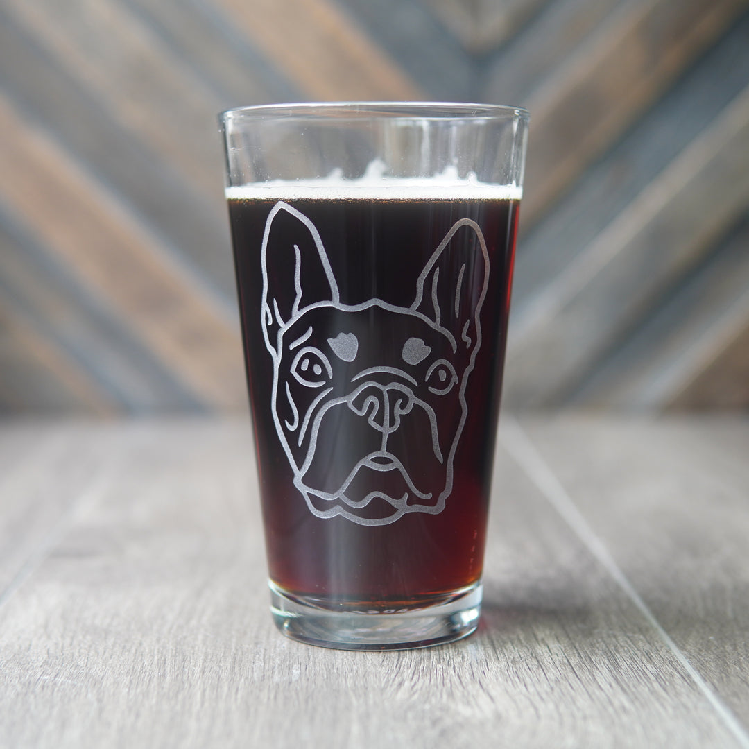 French Bulldog Pint Glass - etched glassware for birthday gifts
