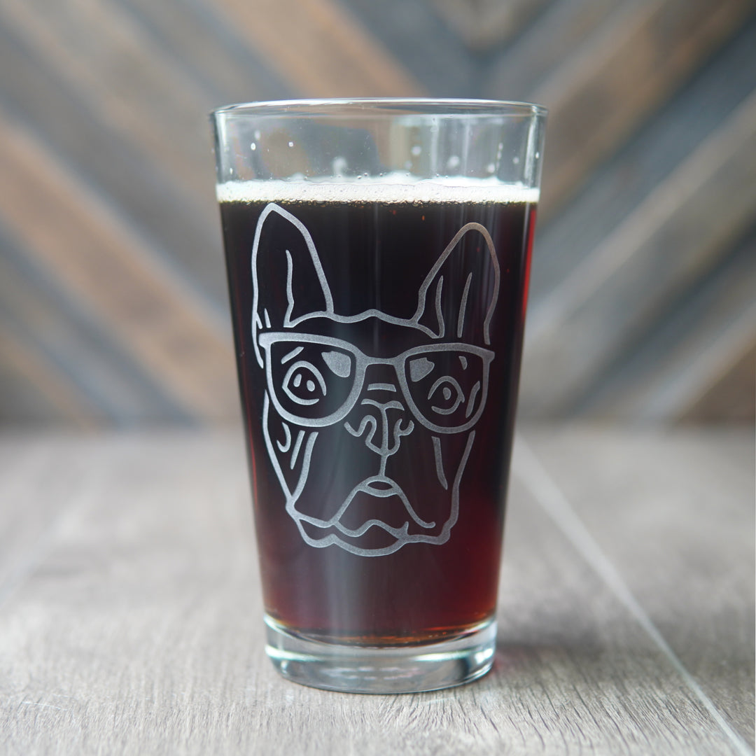 French Bulldog Pint Glass - etched glassware for birthday gifts